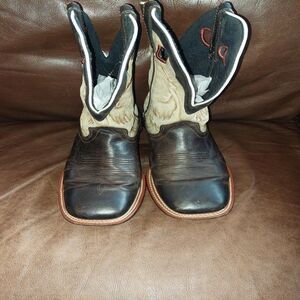 Laredo 7886 Men's Brown/Tan Square Toe Leather Cowboy Western Boots - Size 8.5D